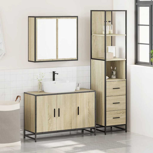 Badezimmermöbel-Set Lita, 3-teilig (Sonoma-Eiche)