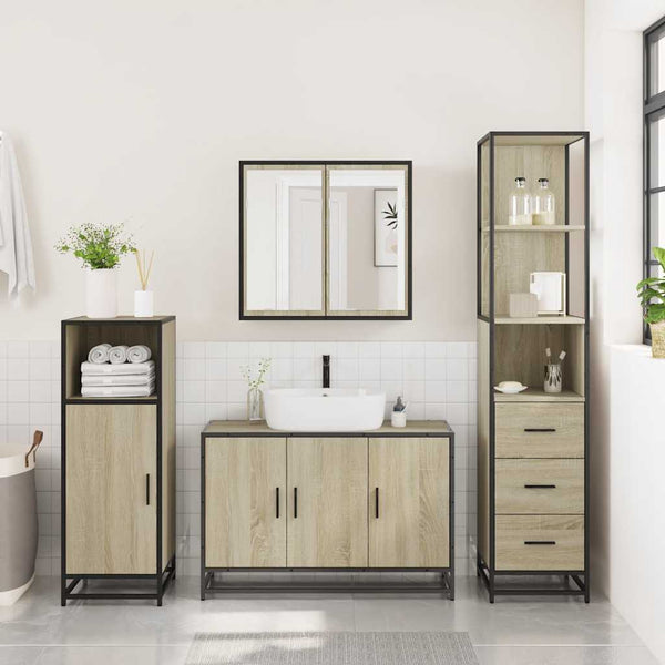 Badezimmermöbel-Set Lita, 3-teilig (Sonoma-Eiche)