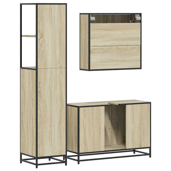 Badezimmermöbel-Set Lita, 3-teilig (Sonoma-Eiche)