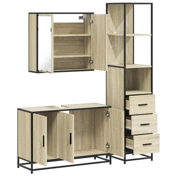 Badezimmermöbel-Set Lita, 3-teilig (Sonoma-Eiche)
