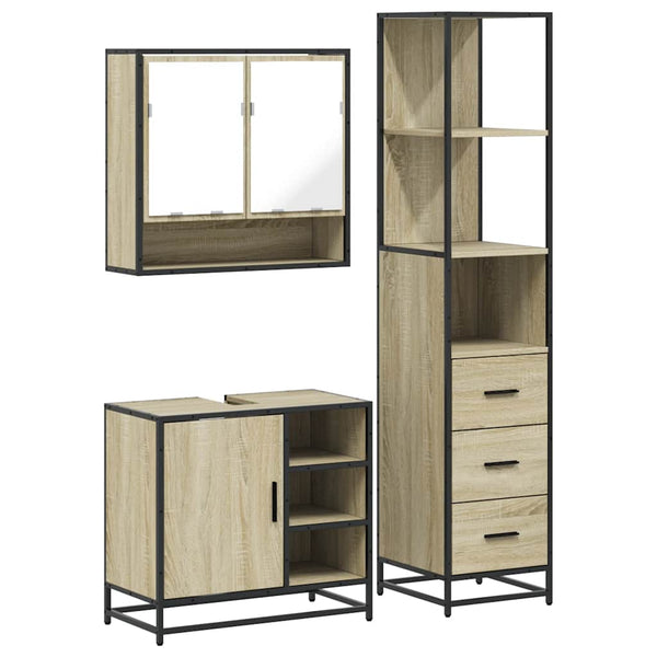 Badezimmermöbel-Set Dimitriade (3-teilig, Sonoma-Eiche, Holz)