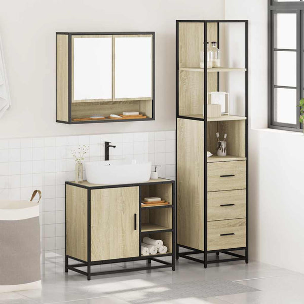 Badezimmermöbel-Set Dimitriade (3-teilig, Sonoma-Eiche, Holz)