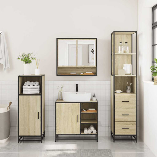 Badezimmermöbel-Set Dimitriade (3-teilig, Sonoma-Eiche, Holz)