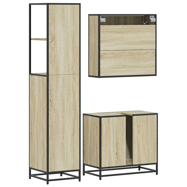 Badezimmermöbel-Set Dimitriade (3-teilig, Sonoma-Eiche, Holz)