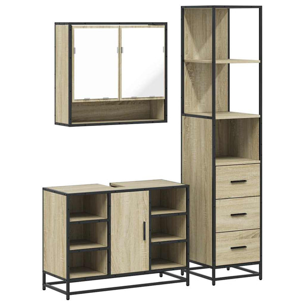 Badezimmermöbel-Set Badulescu Sonoma-Eiche 3-teilig (Holz)