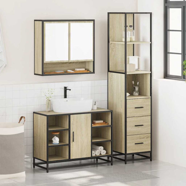Badezimmermöbel-Set Badulescu Sonoma-Eiche 3-teilig (Holz)