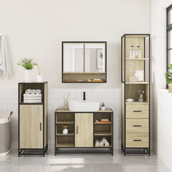 Badezimmermöbel-Set Badulescu Sonoma-Eiche 3-teilig (Holz)