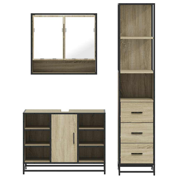 Badezimmermöbel-Set Badulescu Sonoma-Eiche 3-teilig (Holz)