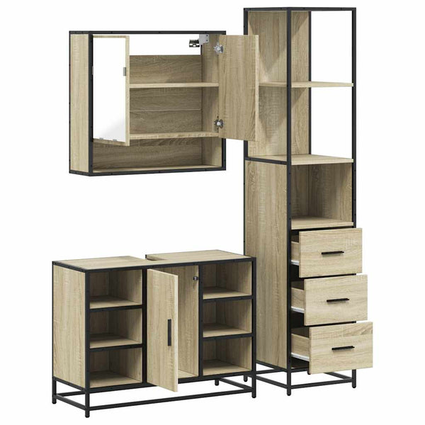 Badezimmermöbel-Set Badulescu Sonoma-Eiche 3-teilig (Holz)