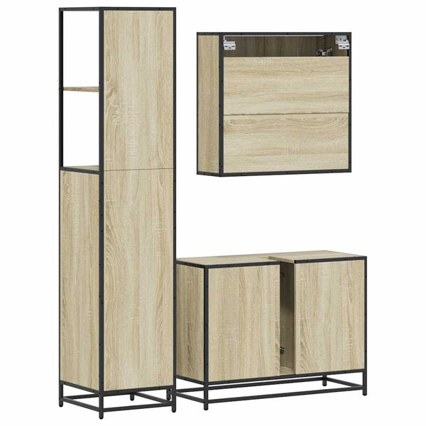 Badezimmermöbel-Set Badulescu Sonoma-Eiche 3-teilig (Holz)