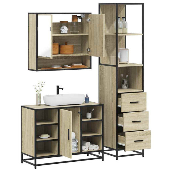 Badezimmermöbel-Set Badulescu Sonoma-Eiche 3-teilig (Holz)