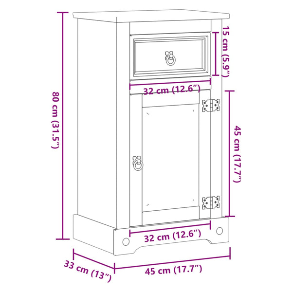 Badezimmerschrank Corona Dima 45x33x80cm (Kiefer)