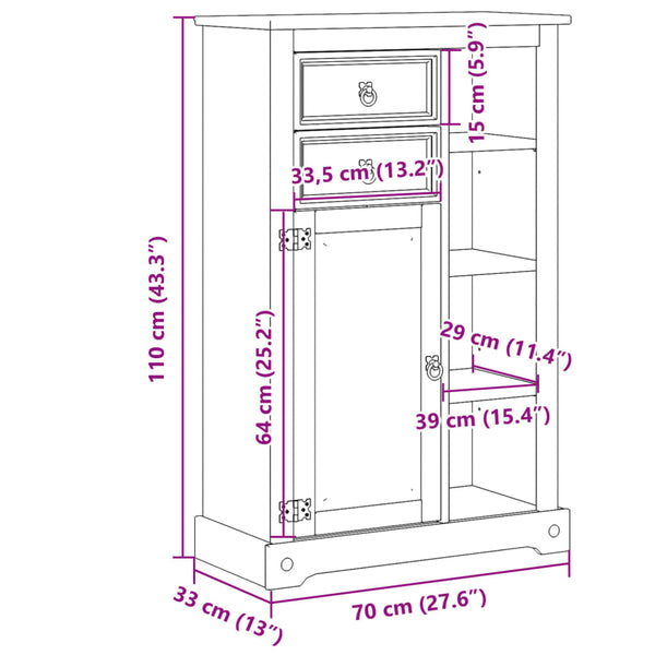 Badezimmerschrank Corona Idusca 70x33x110cm (Kiefer)