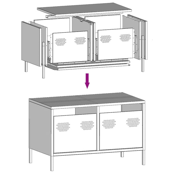 Schwarzer TV-Schrank Rosia 68x39x43,5cm (kaltgewalzter Stahl)
