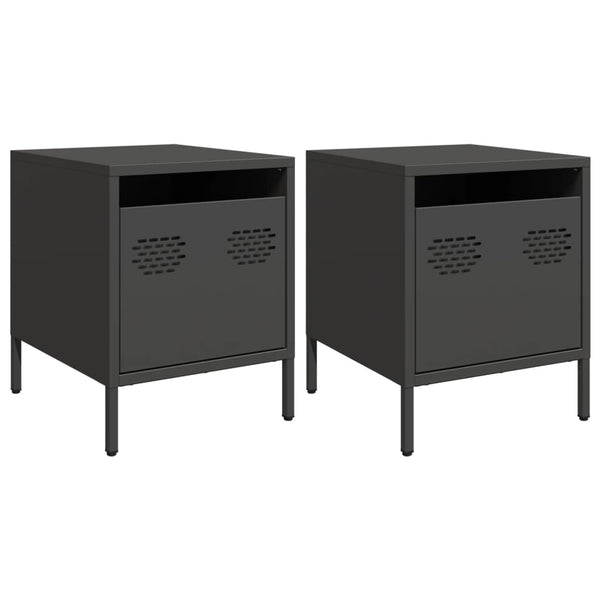 Schwarze Nachttische Unit 35x39x43,5cm (2 Stück, Stahl)