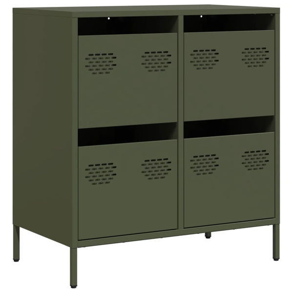 Olivgrünes Sideboard Lcian 68x39x73,5cm (kaltgewalzter Stahl)