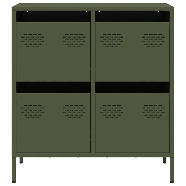 Olivgrünes Sideboard Lcian 68x39x73,5cm (kaltgewalzter Stahl)