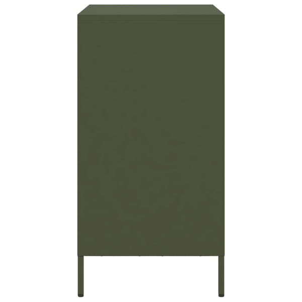 Olivgrünes Sideboard Lcian 68x39x73,5cm (kaltgewalzter Stahl)