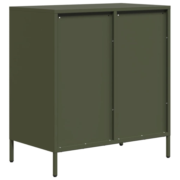 Olivgrünes Sideboard Lcian 68x39x73,5cm (kaltgewalzter Stahl)