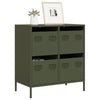Olivgrünes Sideboard Lcian 68x39x73,5cm (kaltgewalzter Stahl)