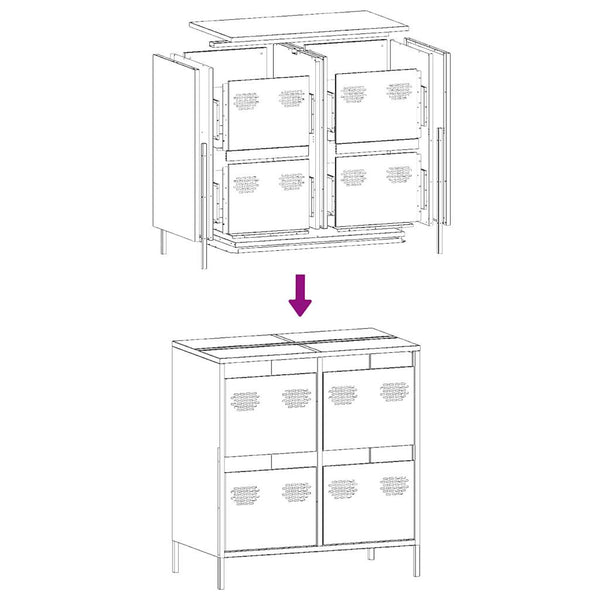 Weißes Sideboard Lcian 68x39x73,5cm (kaltgewalzter Stahl)