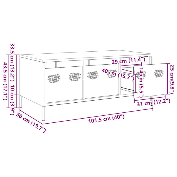 Senfgelber Couchtisch Nucusoara 101,5x50x43,5cm