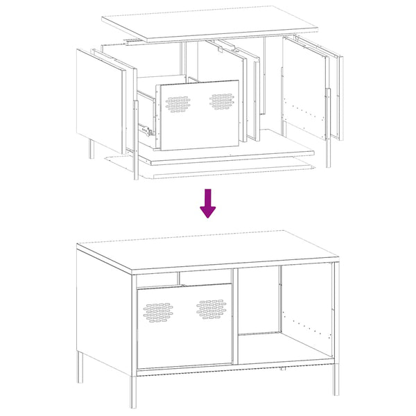 Senfgelber Couchtisch Vestica (kaltgewalzter Stahl)