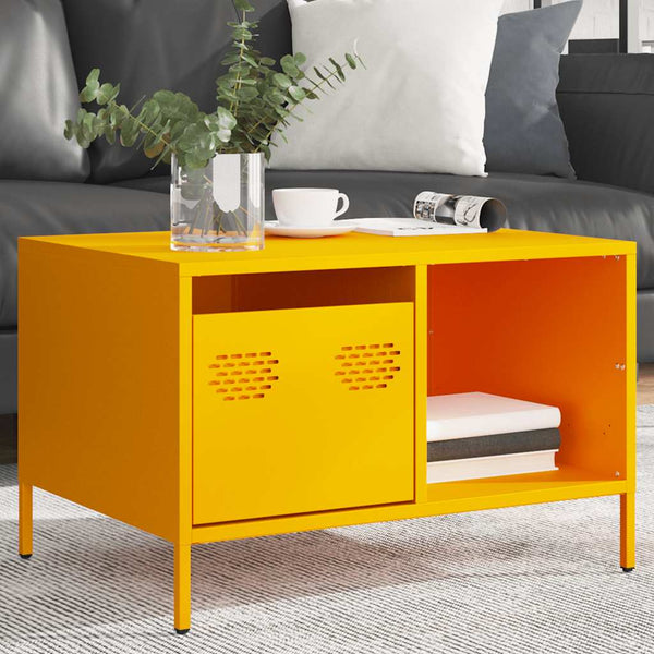 Senfgelber Couchtisch Vestica (kaltgewalzter Stahl)