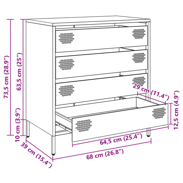 Pink Sideboard Neaga 68x39x73,5cm (kaltgewalzter Stahl)