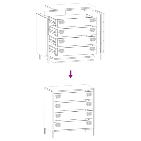 Pink Sideboard Neaga 68x39x73,5cm (kaltgewalzter Stahl)