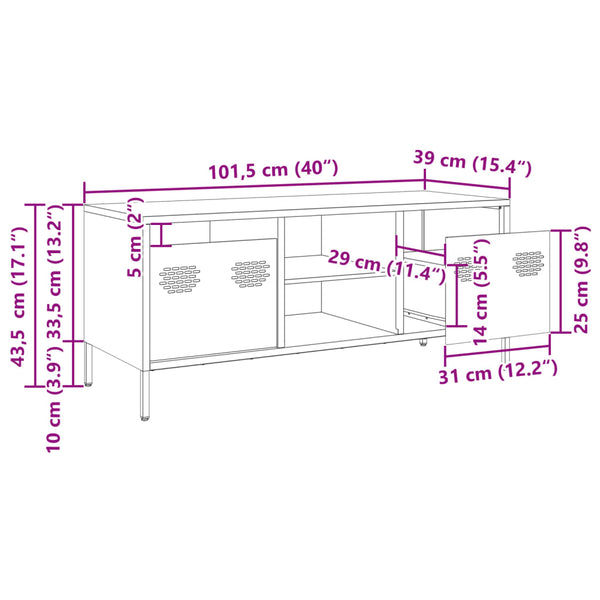 TV-Schrank Joe, schwarz, 101,5x39x43,5cm (kaltgewalzter Stahl)