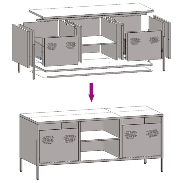 TV-Schrank Joe, schwarz, 101,5x39x43,5cm (kaltgewalzter Stahl)