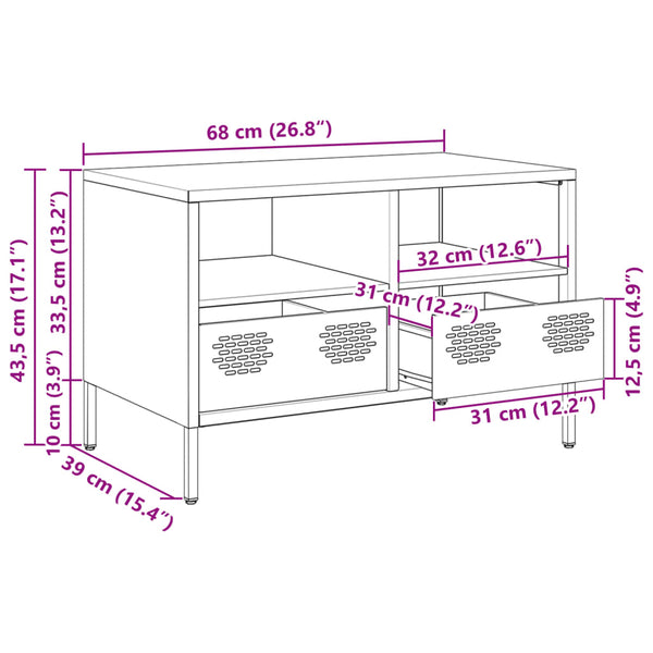 Schwarzes TV-Möbel Shira 68x39x43,5cm (kaltgewalzter Stahl)
