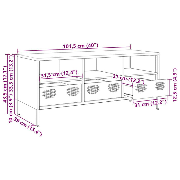 Musta tv-taso Shira 101,5x39x43,5cm (kylmävalssattu teräs)