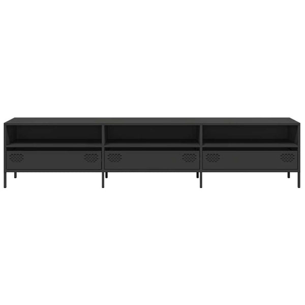 Musta tv-taso Dee 202x39x43,5cm (kylmävalssattu teräs)