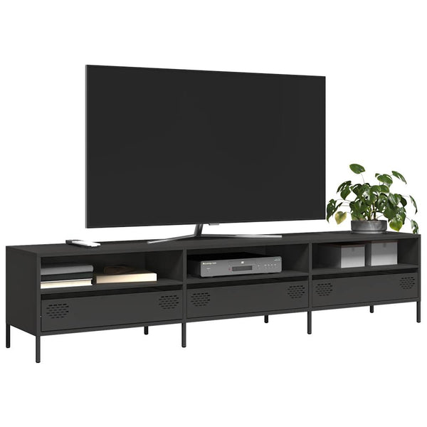 Musta tv-taso Dee 202x39x43,5cm (kylmävalssattu teräs)