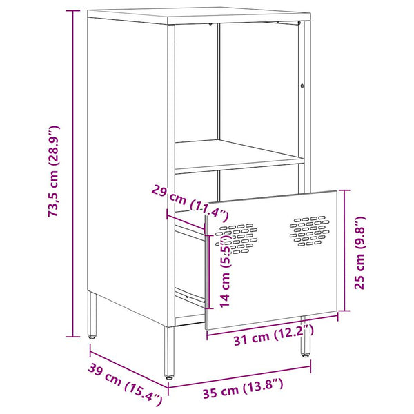 Schwarze Kommode Madalyn 35x39x73,5cm (kaltgewalzter Stahl)