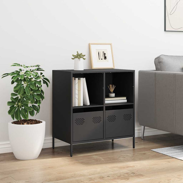 Schwarze Anrichte Madalyn 68x39x73,5cm (kaltgewalzter Stahl)