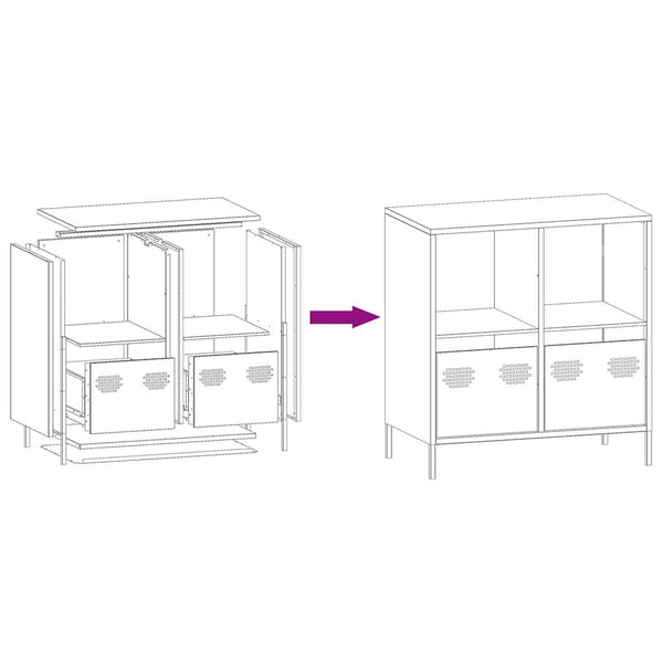 Sideboard Madalyn olivgrün 68x39x73,5cm (kaltgewalzter Stahl)