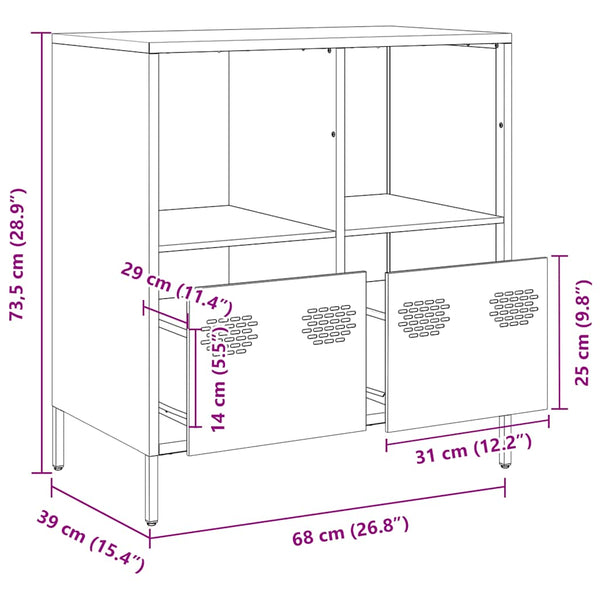 Weißes Sideboard Madalyn 68x39x73,5cm (kaltgewalzter Stahl)