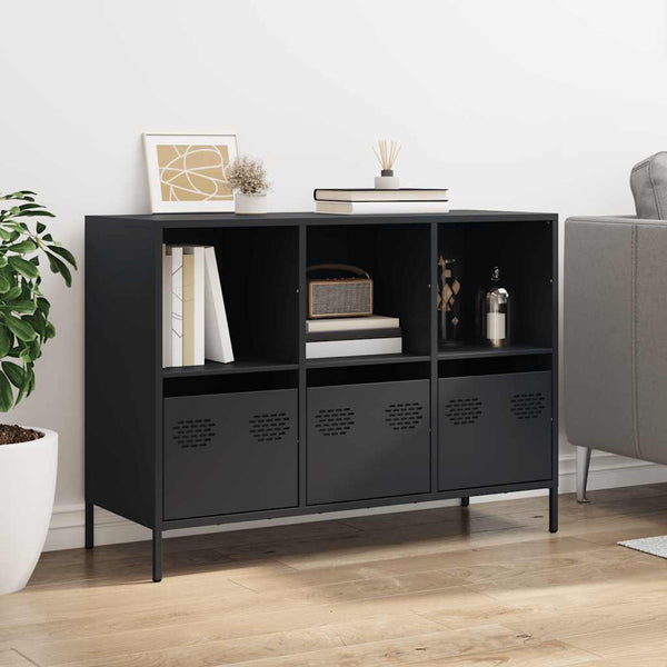 Schwarzes Sideboard Madalyn 101,5x39x73,5cm (kaltgewalzter Stahl)