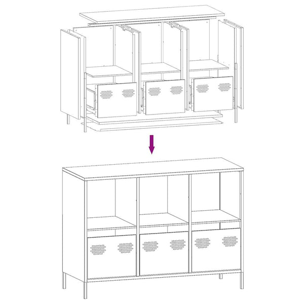Pinke Kommode Madalyn 101,5x39x73,5cm (kaltgewalzter Stahl)