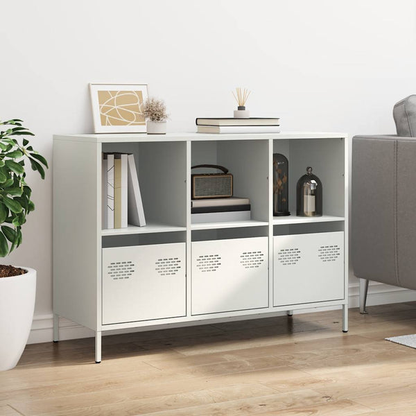 Weißes Sideboard Madalyn 101,5x39x73,5cm (kaltgewalzter Stahl)