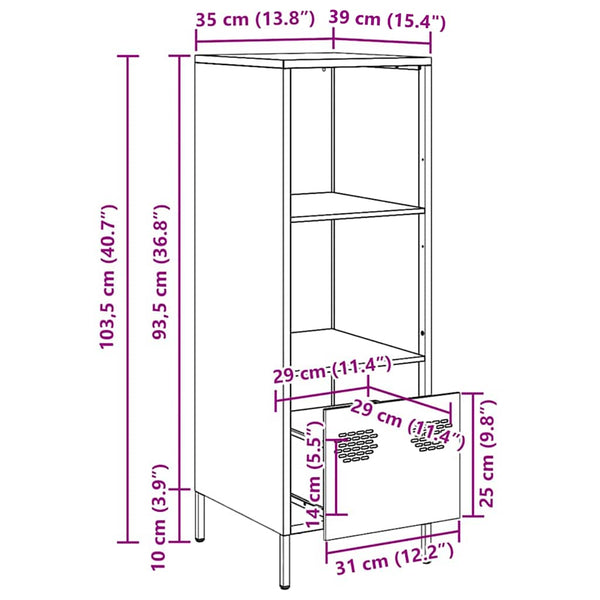 Rosa Schrank Nectar 35x39x103,5cm (Stahl)