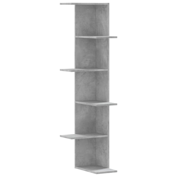 Wandeckregal Clarine, betonfarben, 36,5x36,5x140cm (Holz)