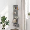Wandeckregal Clarine, betonfarben, 36,5x36,5x140cm (Holz)