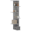 Wandeckregal Clarine, betonfarben, 36,5x36,5x140cm (Holz)