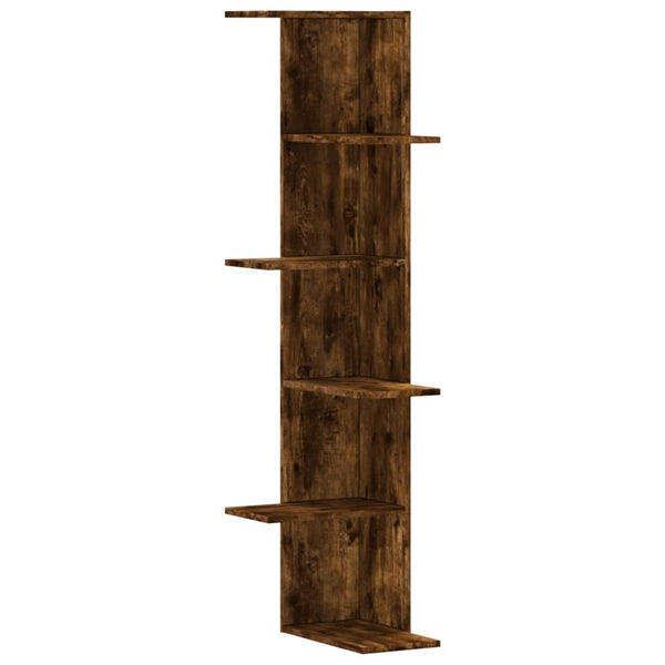 Räuchereichen-Wandeckregal Clarine 36,5x36,5x140cm (Holz)