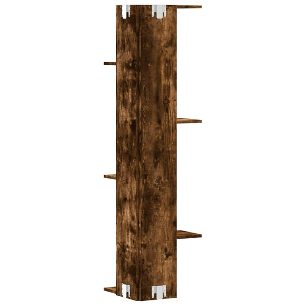 Räuchereichen-Wandeckregal Clarine 36,5x36,5x140cm (Holz)