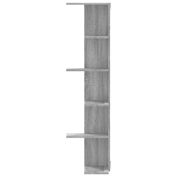 Graues Eckwandregal Clarine 36,5x36,5x140cm (Holz)